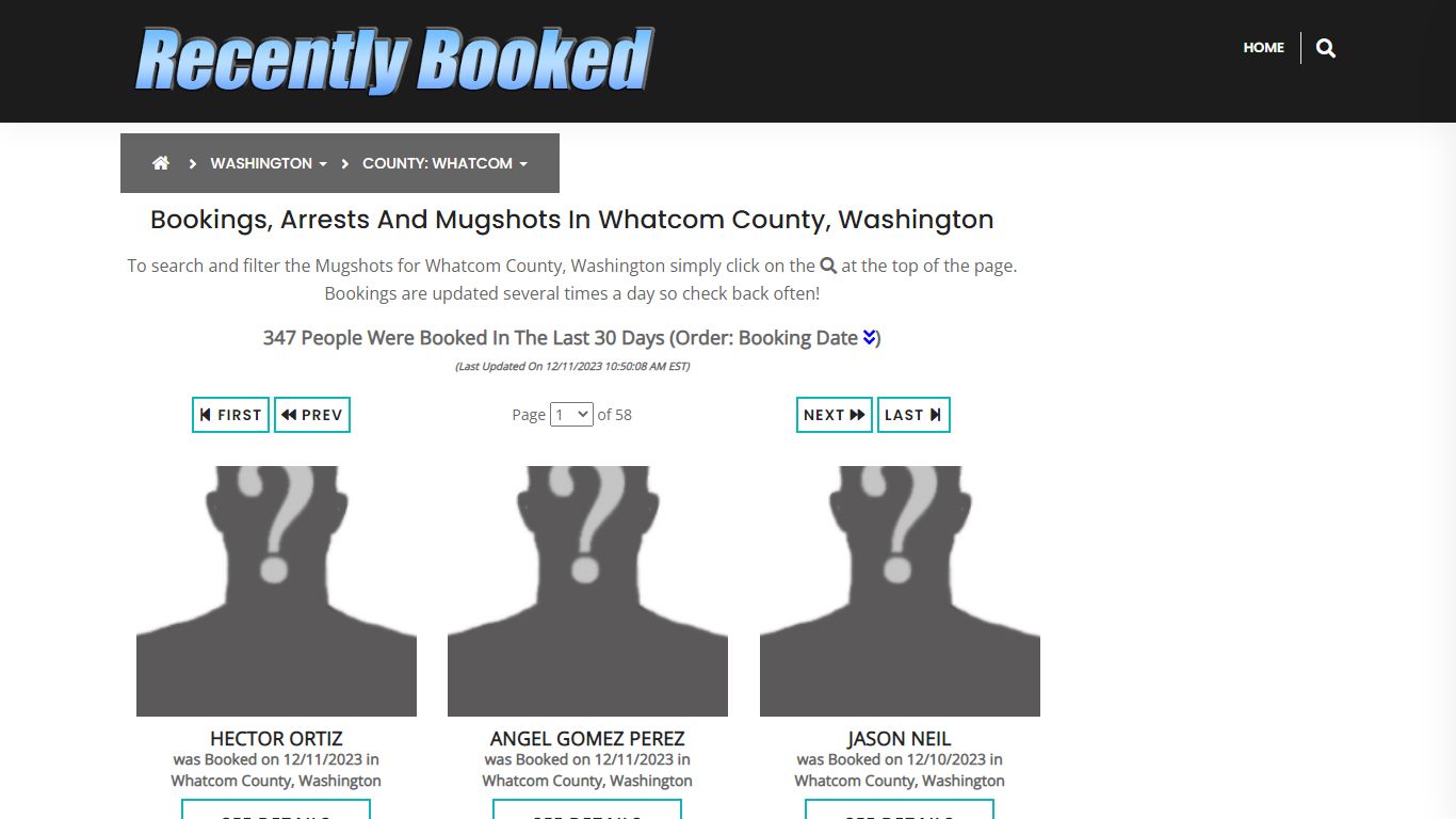 Bookings, Arrests and Mugshots in Whatcom County, Washington
